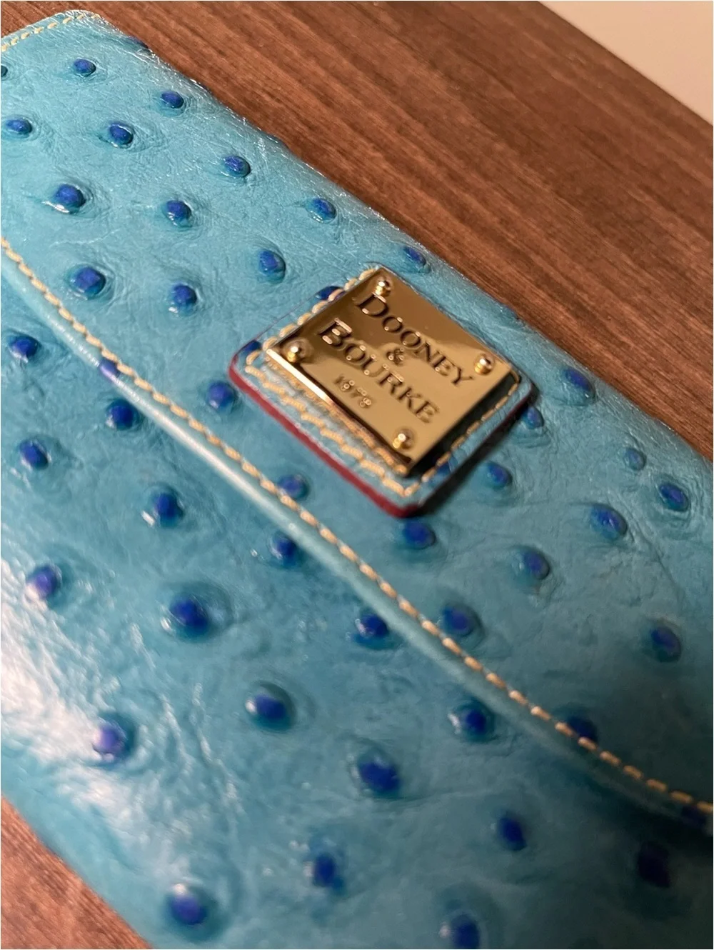 Dooney & Bourke Blue Ostrich Embossed Leather Wallet